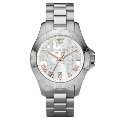 Michael Kors Ladies Layton Silver Pave Dial Watch - MK5958
